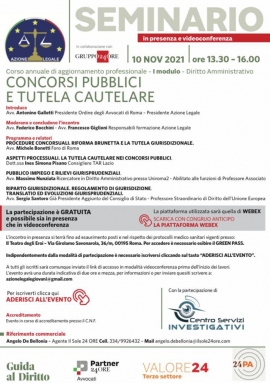Seminario 10 novembre 2021: Concorsi pubblici e tutela cautelare 