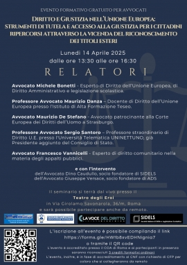 Il TAR accoglie ancora i ricorsi sul riconoscimento dei titoli esteri. Ne parliamo il 14 aprile 2025 con illustri esperti della materia